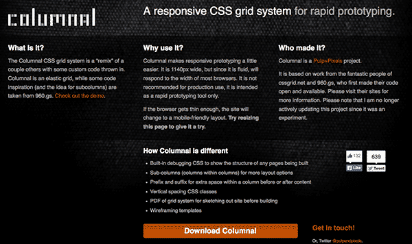 Columnal Responsive web design css framework