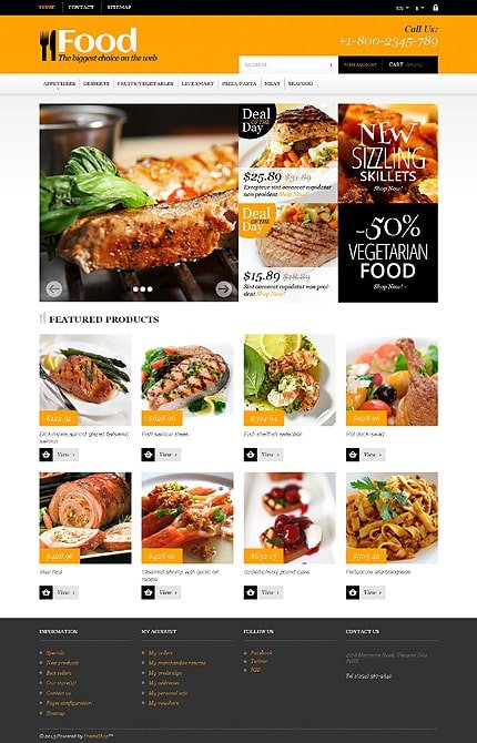 Online Orders of Meals PrestaShop Theme