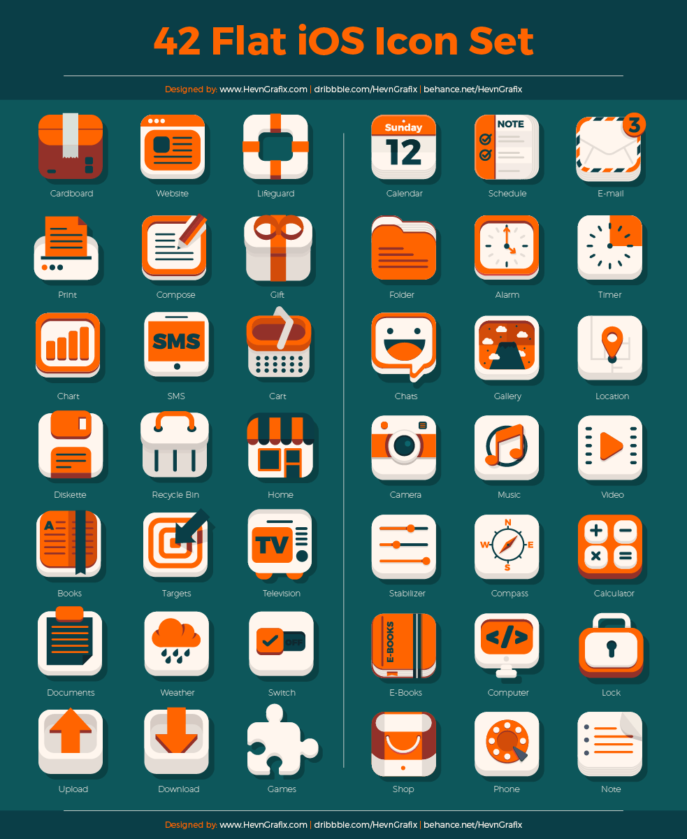 42-Flat-iOS-Icons - great icon sets