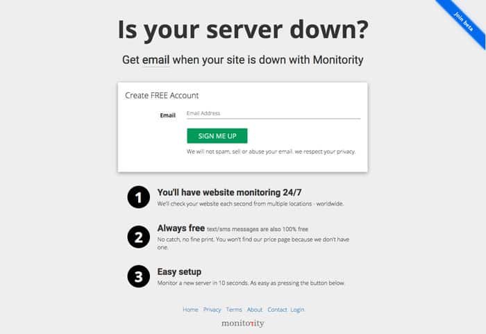 Monitory; free website monitoring services